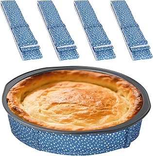 4pcs Cake Strips for Even Baking,Easy-to-use Baking Supplies for Bakery, Reusable Wrap Strips and Cake Leveler for Home Kitchen and Restaurant(Blue)