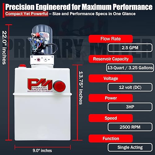 Miniatura 23 de KTI Bomba hidráulica de doble efecto de 4 cuartos de galón para remolque volquete - Unidad de potencia hidráulica - Bomba de remolque de volcado