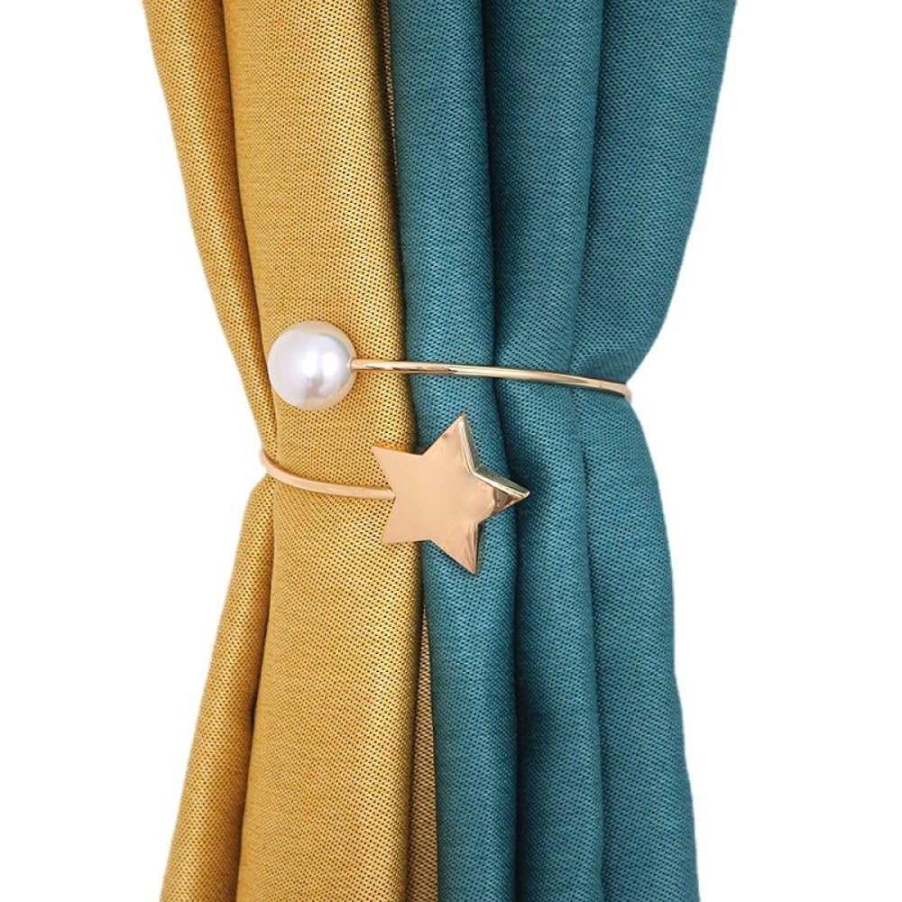 Alzapaños de cortina de metal estrella dorada OUdini pack de 2 unidades para hogar y ventana