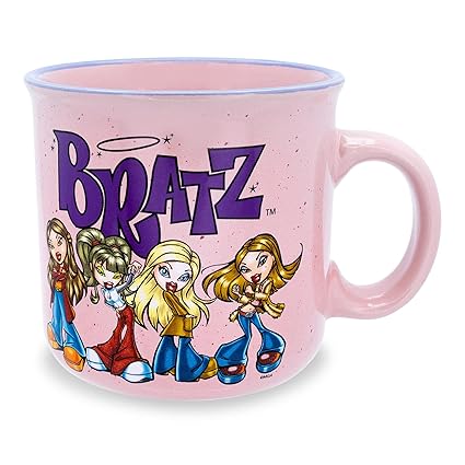 Silver Buffalo Bratz Pink Ceramic Camper Mug | Large Coffee Cup For Espresso, Tea, Cocoa | Holds 20 Ounces