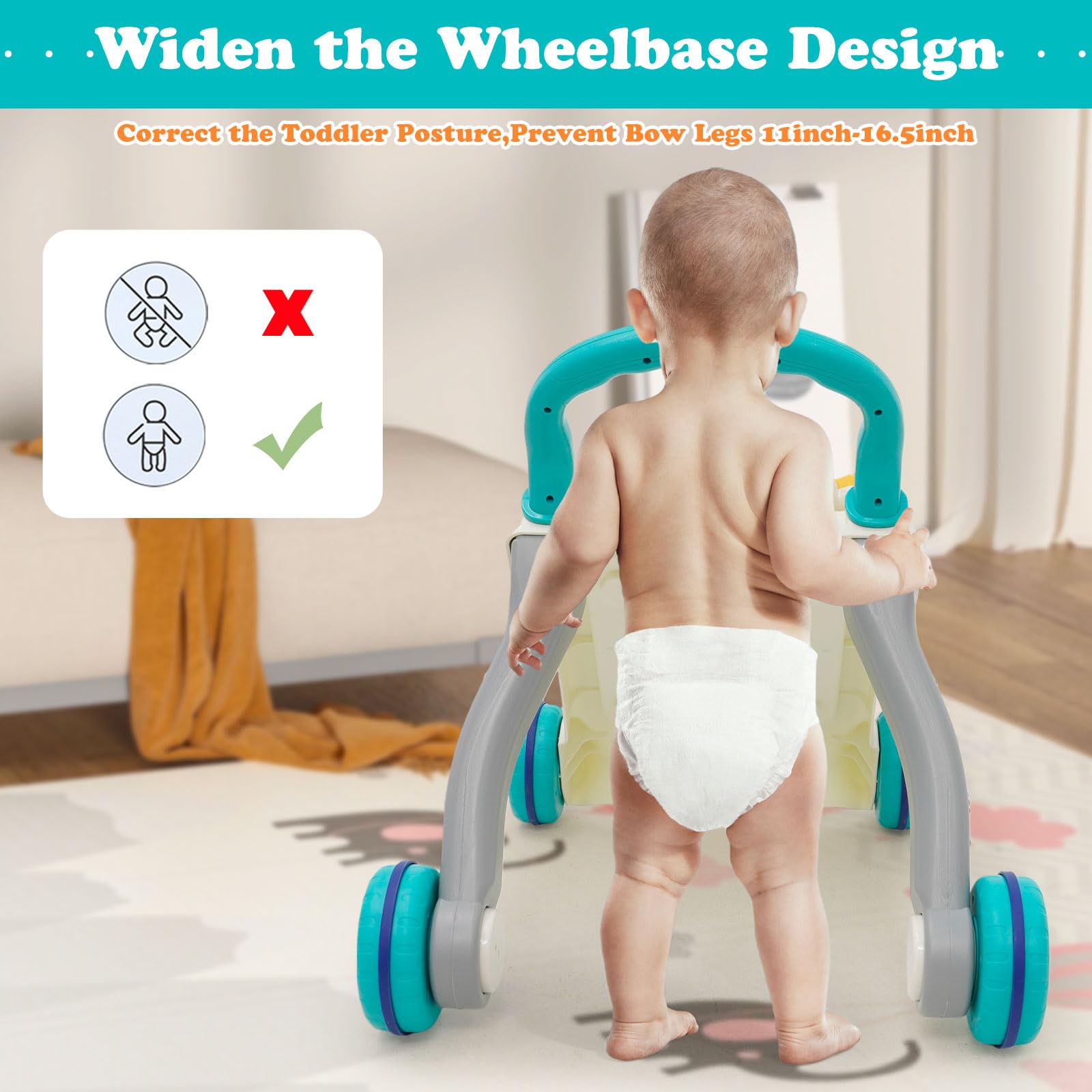 Andador Bebés, 3 en 1 Caminador Bebe de juguetes de entretenimiento, Ruedas con velocidad regulable, Tablero de Juego Extraíble, para bebés de 12 a 36 meses