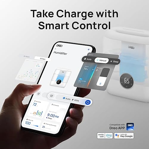 Miniatura 3 de Dreo Humidificadores inteligentes para dormitorio, humidificador de niebla fría de gran tamaño de llenado superior de 6 litros para habitaciones