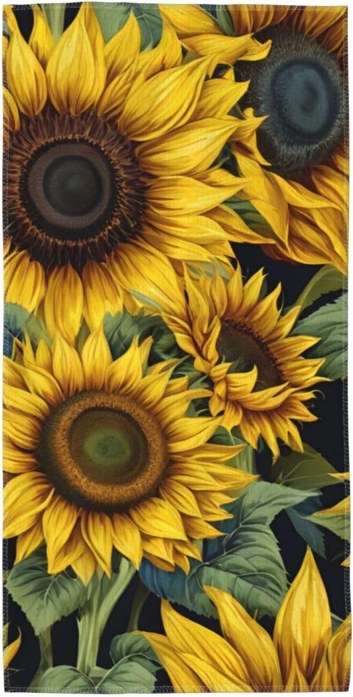 Beautiful Sunflower Print Hand Towels for Kitchen, Decorative Bathroom Towels Decor Farmhouse Cute for Men Women Gifts