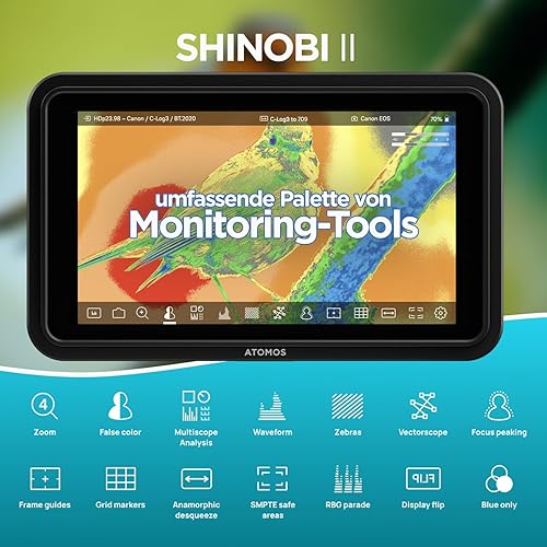 Miniatura 4 de Atomos Monitor Shinobi II HDMI 4K con pantalla táctil HDR, duración de la batería durante todo el día y diseño ligero (negro)