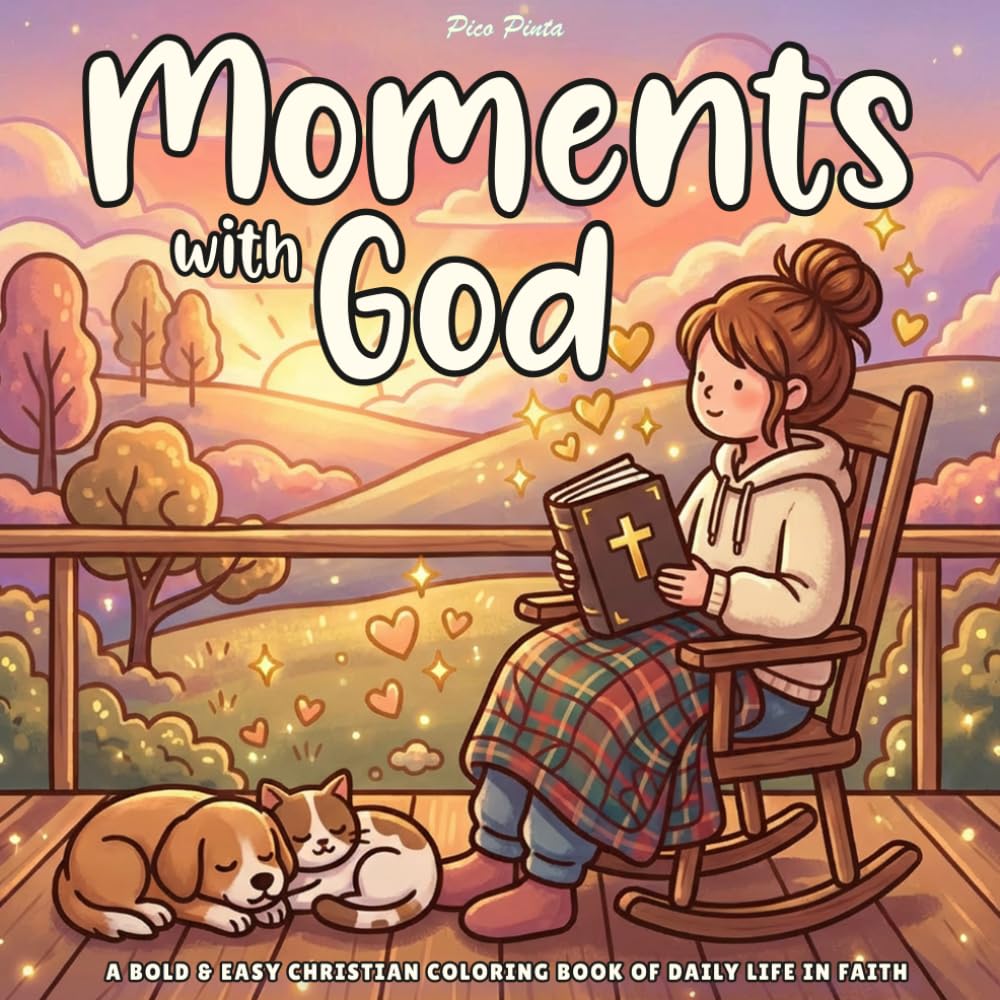 Moments with God - A Bold & Easy Christian Coloring Book of Daily Life in Faith: Inspiring Scripture Art Designs for Devotional Meditation, Stress Relief, and Quiet Peace