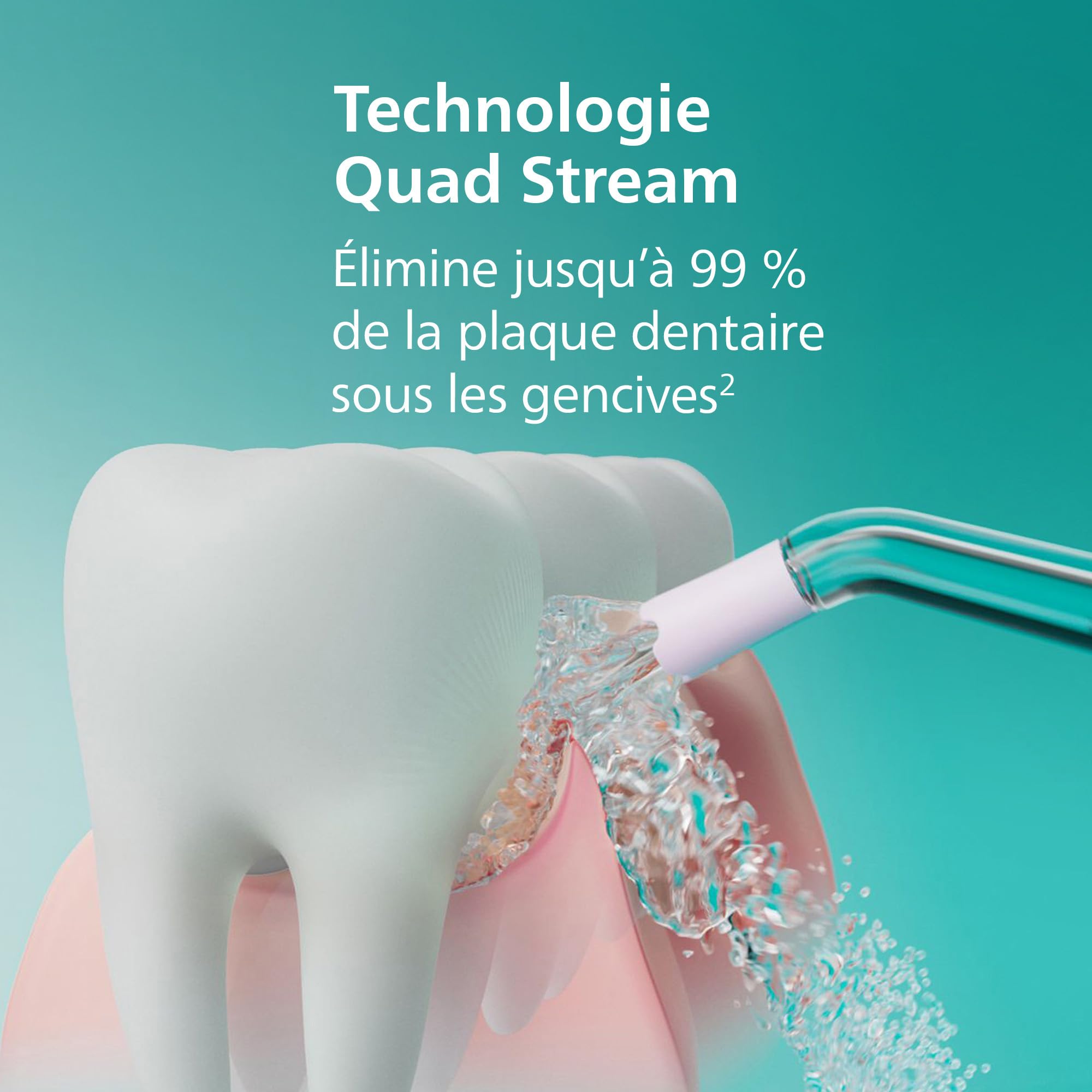 Philips Sonicare Jet dentaire Power Flosser 3000 sans fil, Blanc (modèle HX3826/31)