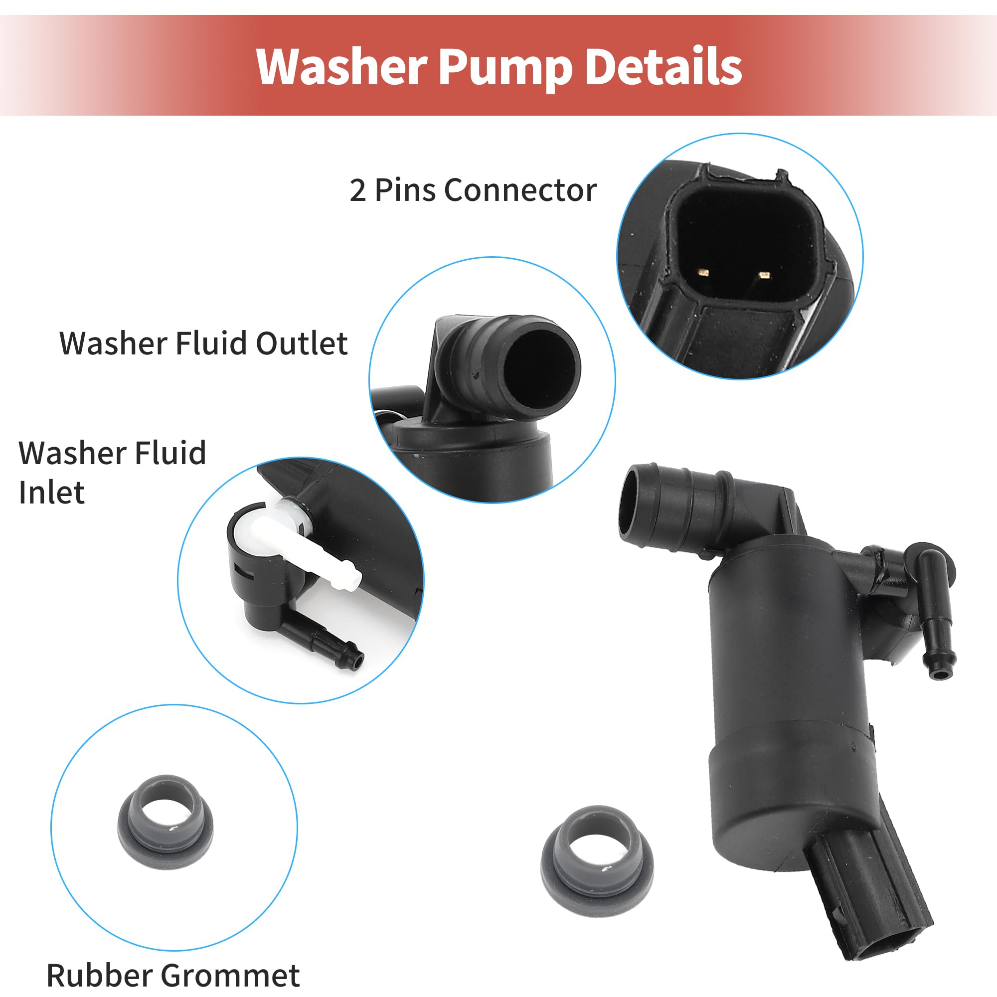 A ABSOPRO Pompa Lavavetri con Guarnizione Pompa per Liquido Lavavetri Adatta per Ford Ecosport Focus Pompa Tergicristallo No.1791581/BV6117K624BB - Confezione da 1