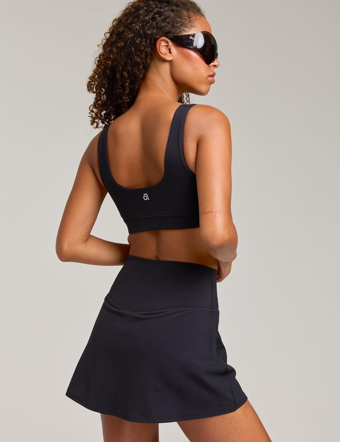 Women's Aura Scoop Sports Bra U Neck Padded Yoga Tank Wide Straps U-Back Medium Compression Crop Tops - Image 2