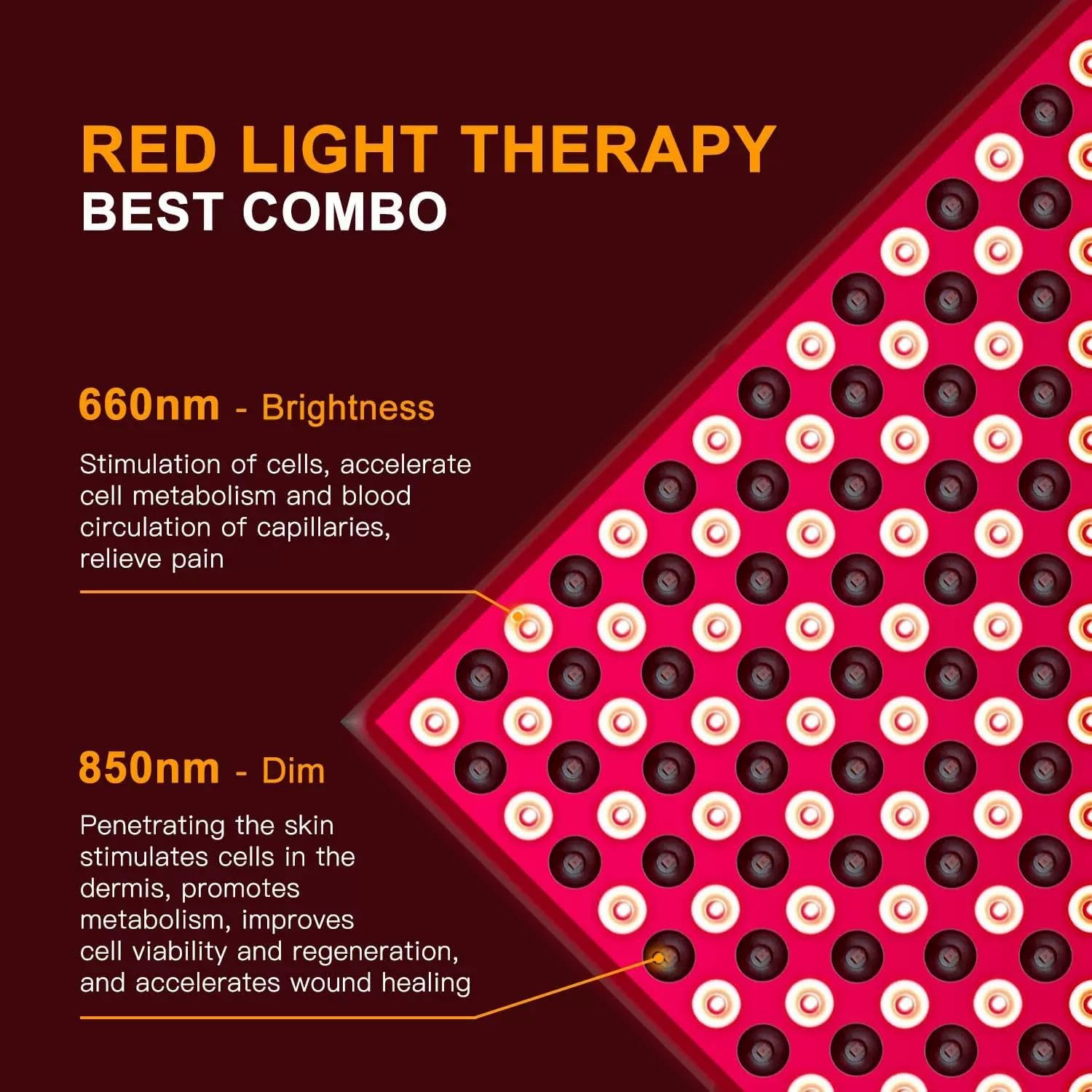 Lámpara de luz roja, 660 nm y 850 nm, 250 LED, gancho + gafas de protección + soporte de mesa, panel de aluminio, sin generación de calor, para cuidado de la piel y alivio de la tensión