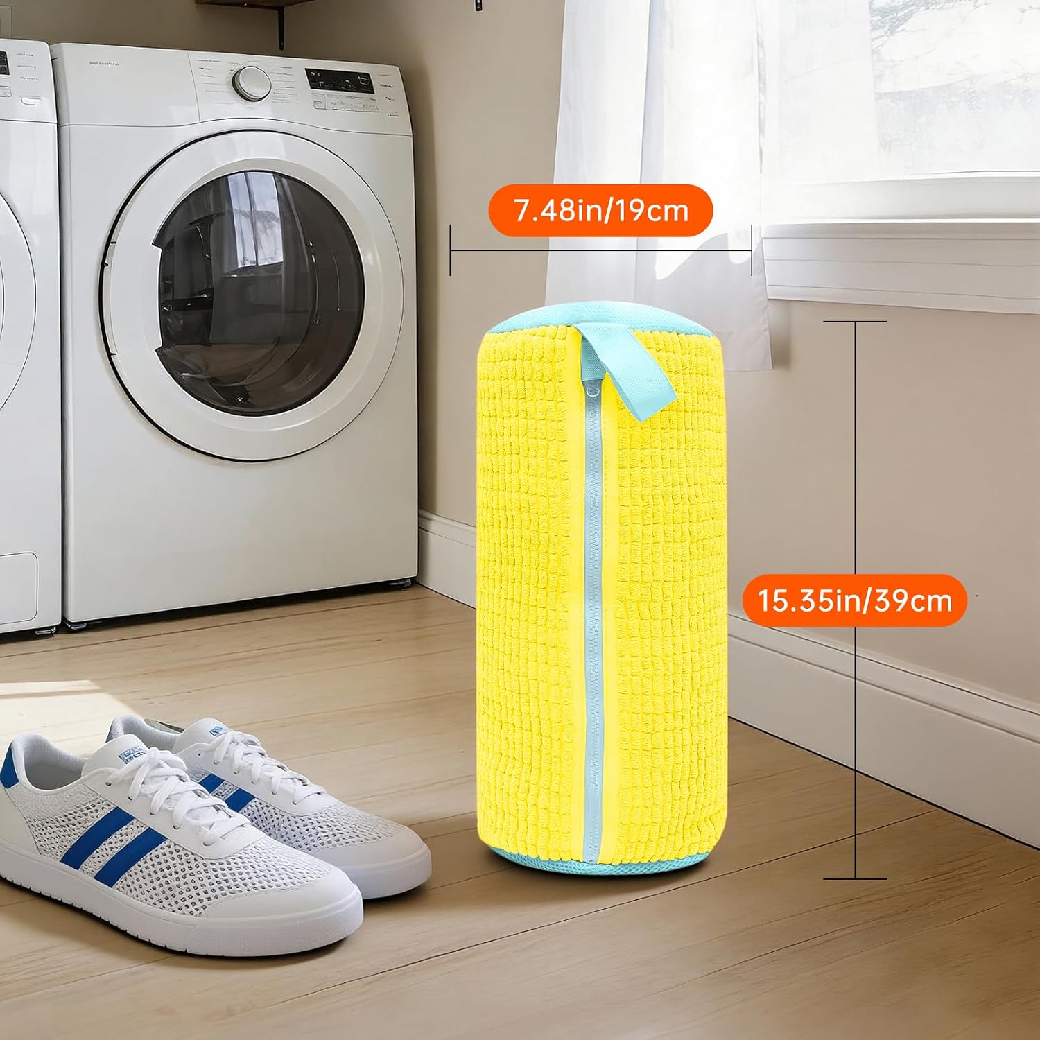 2PCS Shoe Washing Machine Bgs,Laundry Shoe Bags for Washer and Dryer, Reusable and Durable Zipper Sneaker Shoe Washing Bag, Tennis Shoe Cleaning Bag for All Shoe Types (Yellow)
