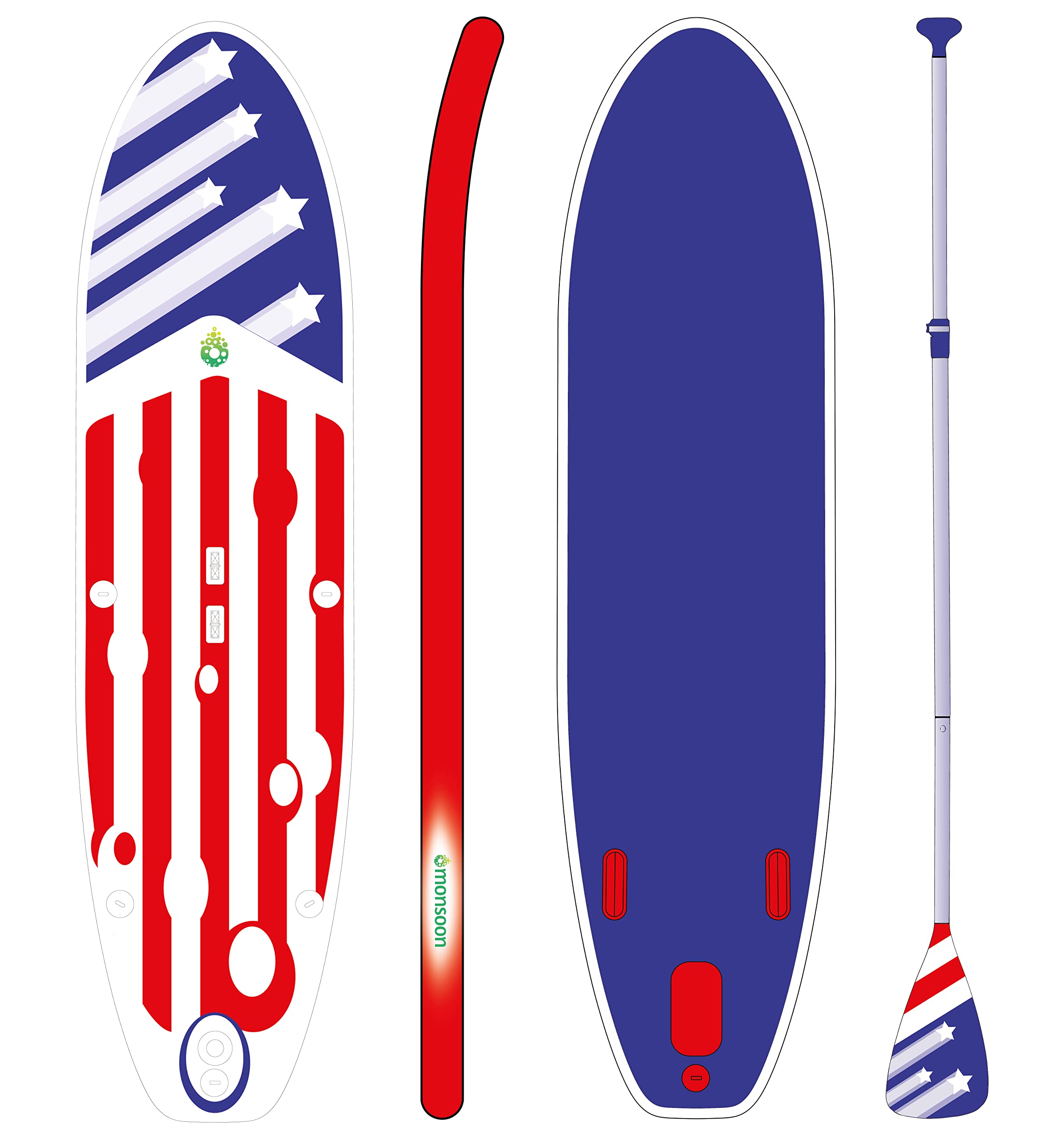[monsoon] Inflatable Stand Up Paddle Board SUP Paddleboard with Accessories and Carry Bag Bundle