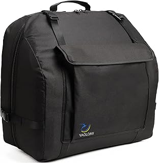 Akkordeon Tasche für 120 Bässe Standard Leichte Soft Gig Bag mit Verstellbaren Riemen Zusatzfächern Weichschutztasche Maße 53 × 44 × 26 cm (20,9 × 17,3 × 10,2 Zoll) Schwarz