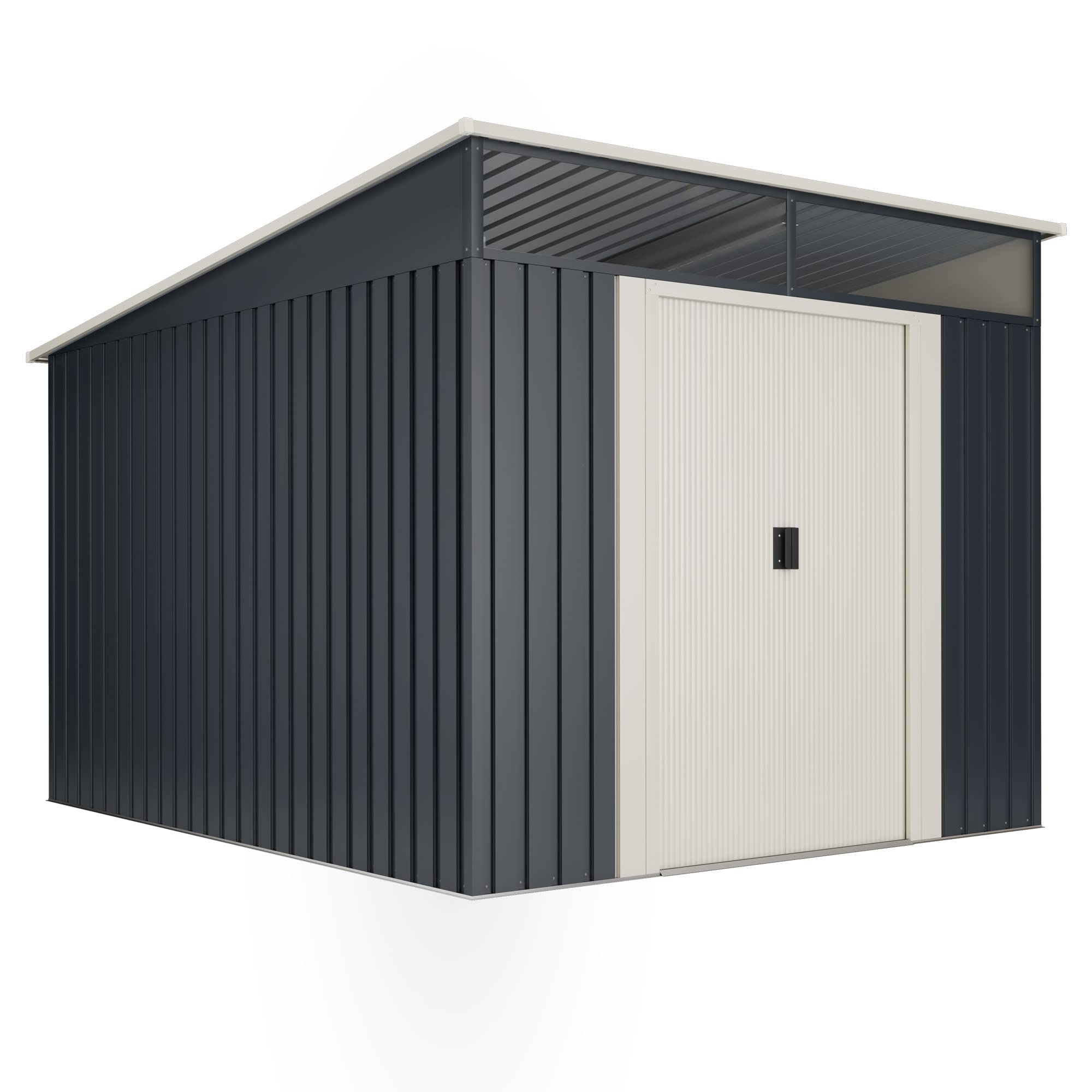 Wasabi - Abri de Jardin Métal 6,​6m2 Stark avec fenêtre - Porte coulissante Double - Toit Plat - Cabane extérieur - Cabanon Rangement et Stockage - 279x238x203cm