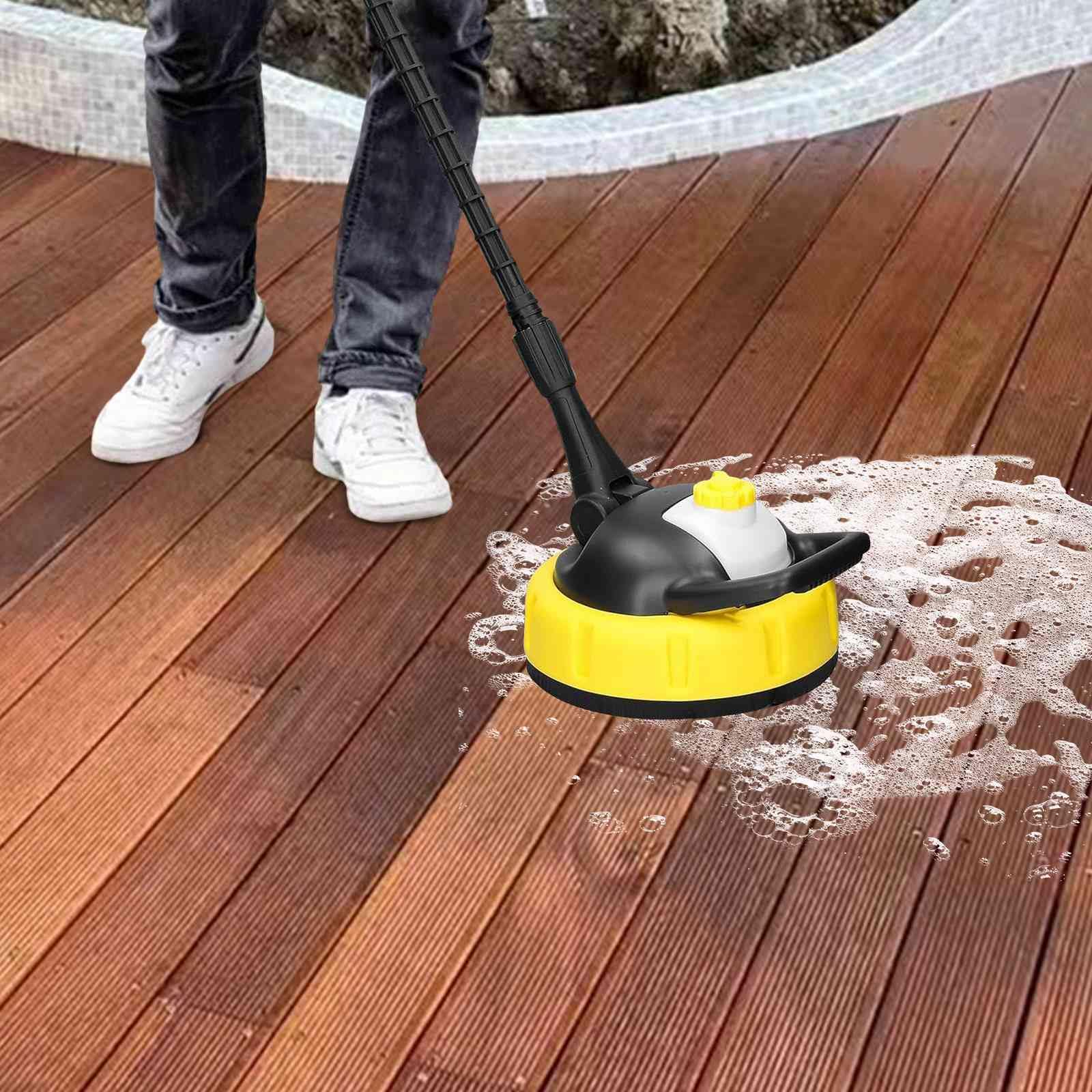 Limpiador de alta presión – Accesorio de limpieza exterior con cepillo giratorio 360°, 28 cm, mango largo y boquillas potentes para terrazas, callejones, paredes y garaje