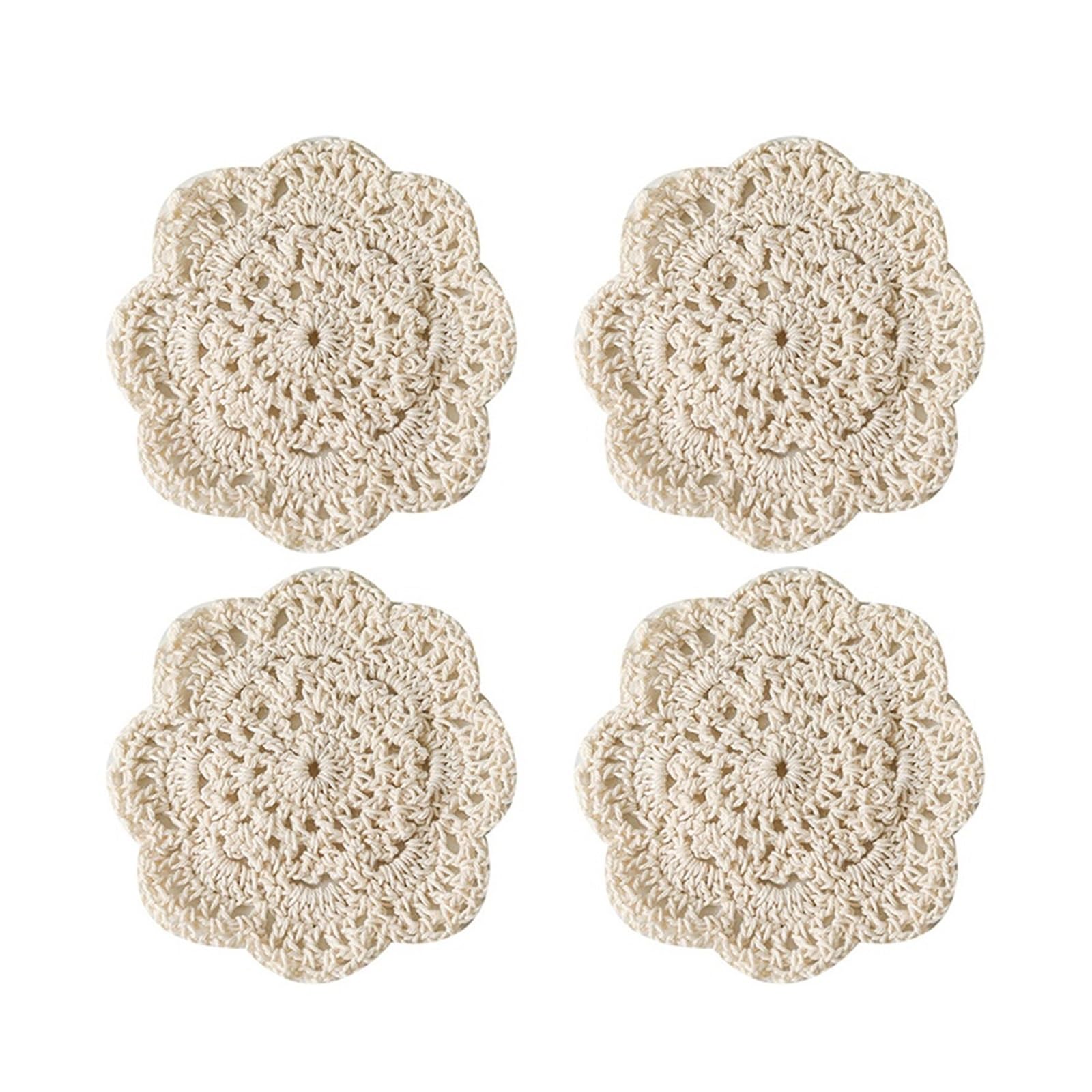 Sous-verres en crochet 4 pièces, décoration maison et table de cuisine
