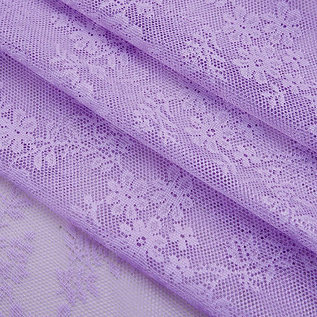 2 Pieces Curtains Translucent Sheers Rod Pocket Lace Valance for Bedroom Livingroom Balcony Hotel Wedding Party, 145x200, Purple