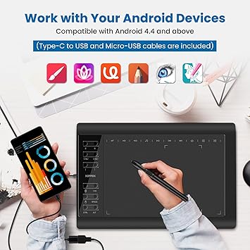 Graphics Drawing Tablet, 106 Inch Large Active Area with Battery-Free Stylus, 8192 Levels of Pen Pressure and 12 Hot Keys, Compatible with PC/Mac/Android for Painting, Design & Online Teaching