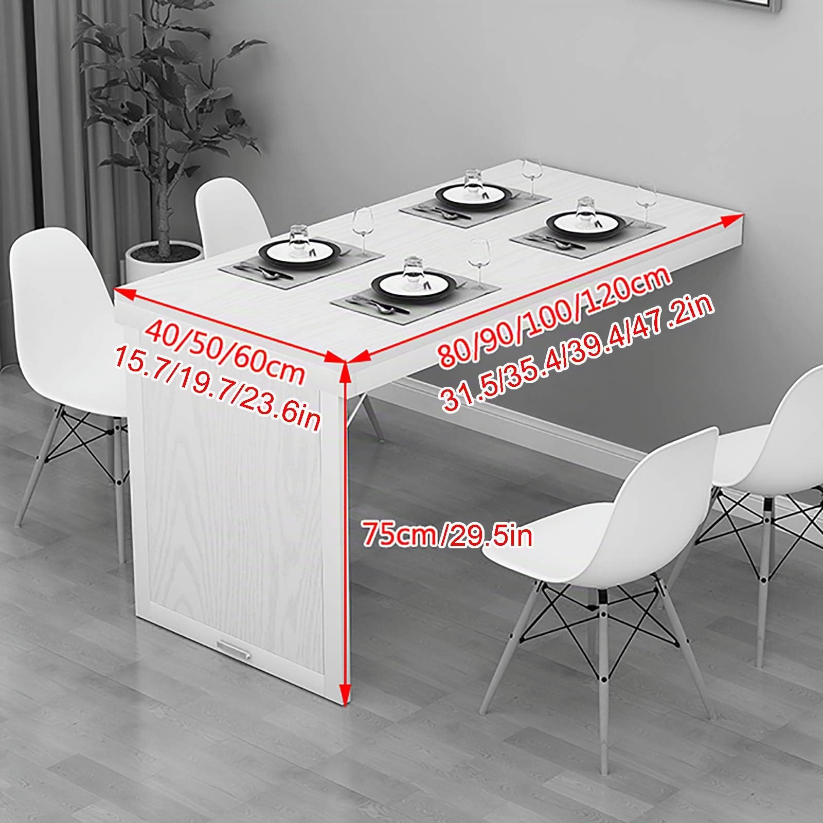 Mesa Plegable Montada en la Pared - Mesa de Cocina y Comedor Flotante Convertible para Espacios Pequeños, Escritorio de Oficina en CAS