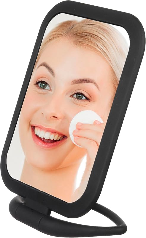 Espelho retangular para maquiagem EXPRESSIONS com acabamento soft touch, ampliação 1x/2x, 1 unidade