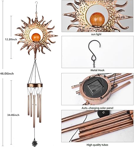 Miniatura 10 de Campanas de viento solares de luna para exteriores, impermeables, campanas de viento de luna para exteriores, regalos únicos para el día de la