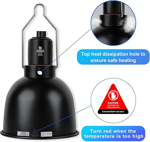 Miniatura 4 de Lámpara de luz de reptil, lámpara de calor de cúpula poco profunda de reflexión óptica de 5.5 pulgadas, lámpara de calor UVB para terrarios de