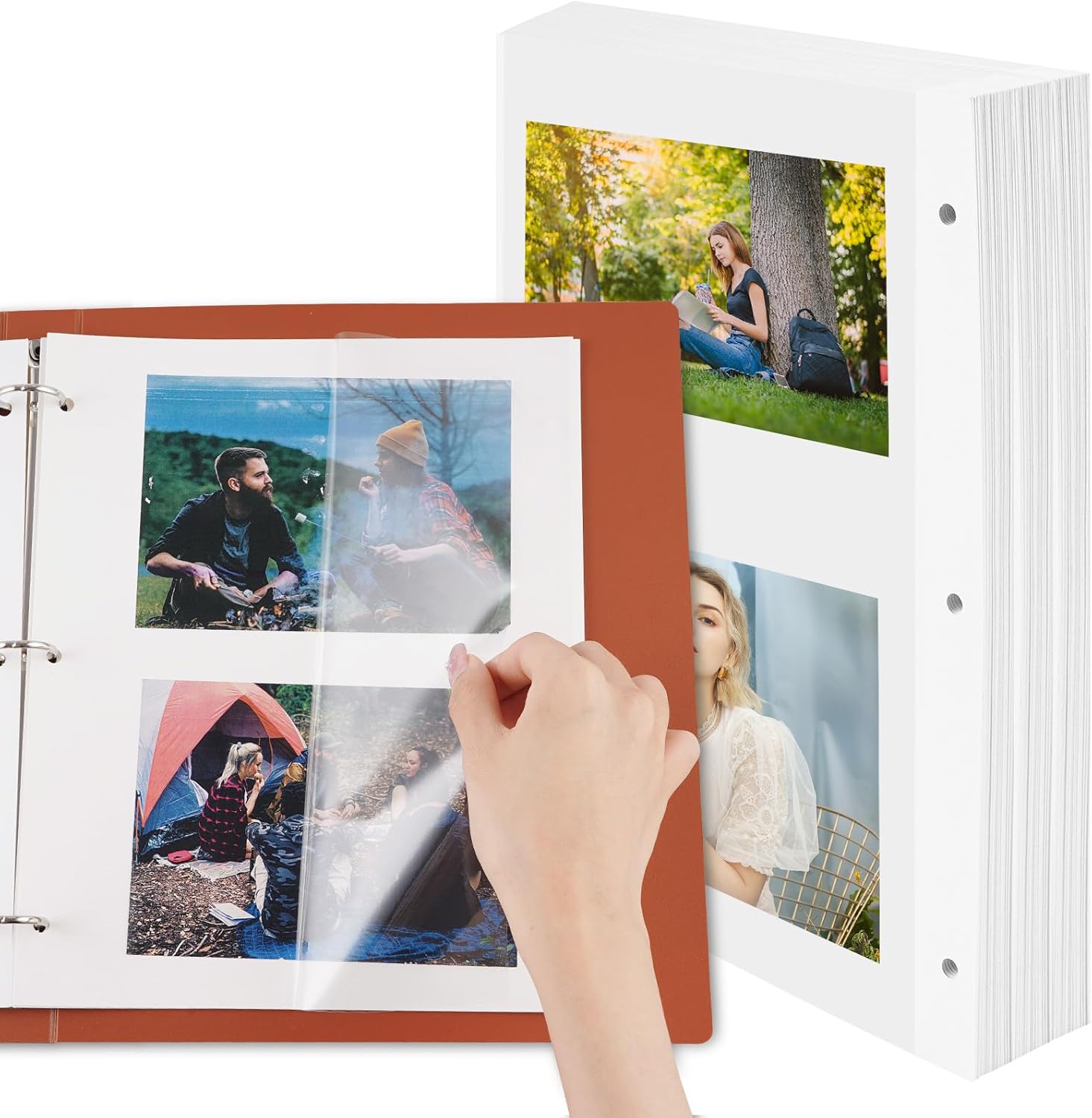 120 PCS Photo Album Refill for PAGES for 3 for RING Binder, 240 for PAGES 9 x 11inch Self Photo DIY Album Scrapbook Refill for PAGES Fits Fit 2x3/4x6/5x7/8x10 inch Photos Stamps Recipe Cards Film
