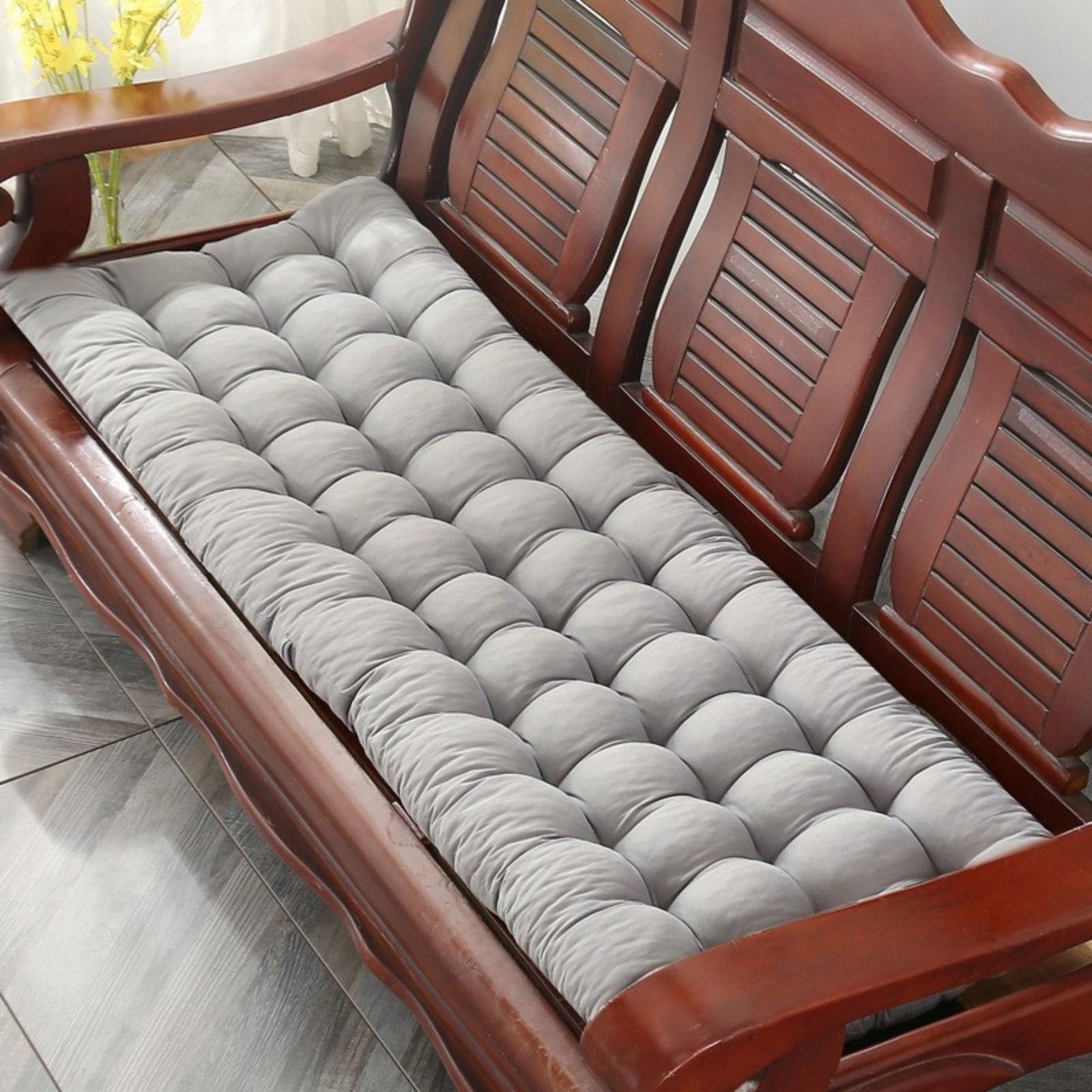 BangDon Garden Sunlounger Cushion Only Sun Lounger Padded Cushions Portable Thick Garden Recliner Chair Cushion Anti-slip with Secure Ties for Patio Pool Office (Grey,110 * 45)