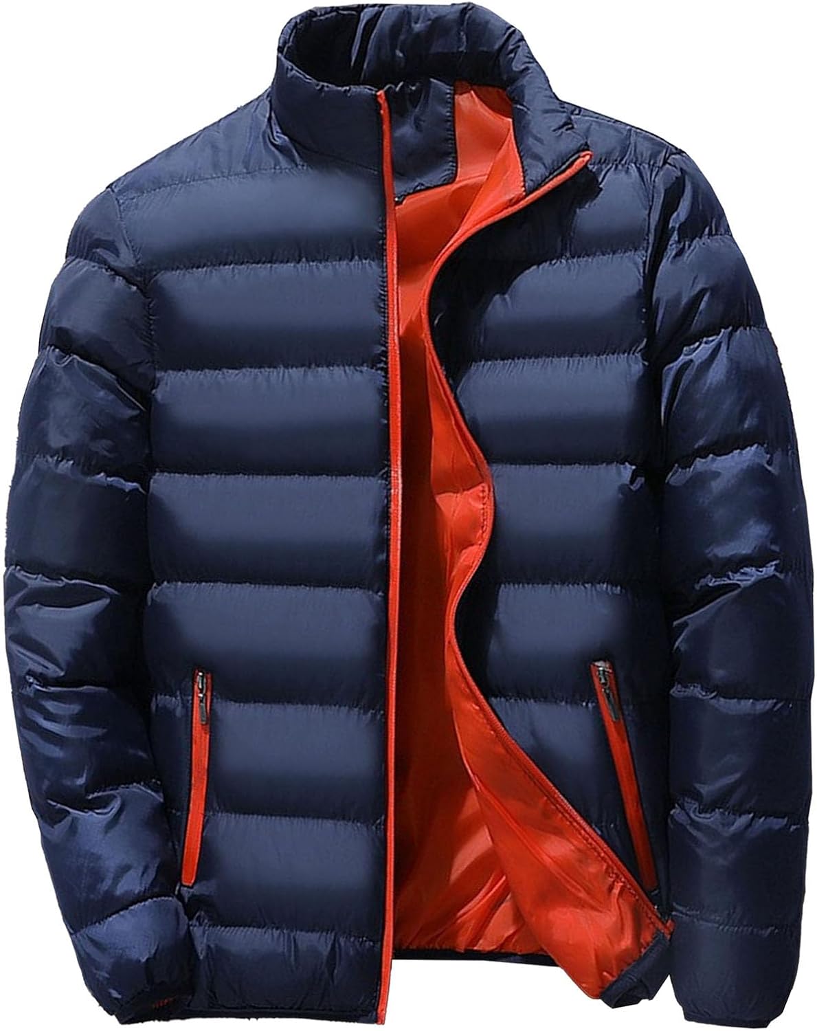 Maiyifu-GJ Puffer Jacket for Men Warm Lightweight Winter Jackets Windproof Thicken Quilted Down Coats Outerwear