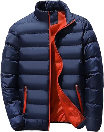 JEShifangjiusu Mens Packable Puffer Lightweight Jacket Stand Collar Quilted Down Coat Winter Insulated Down Coat
