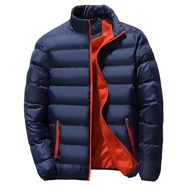 JEShifangjiusu Mens Packable Puffer Lightweight Jacket Stand Collar Quilted Down Coat Winter Insulated Down Coat