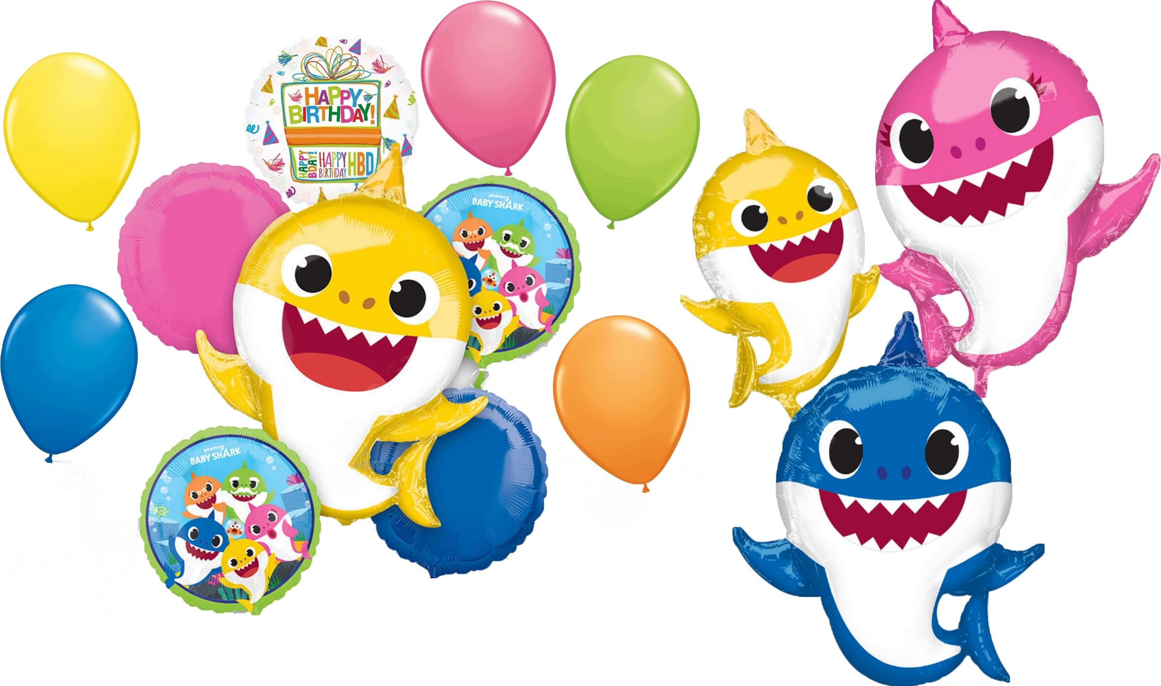 Anagram Baby Shark Birthday Party Supplies Airwalker Balloon Bouquet Decorations