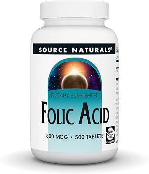 Source Naturals Folic Acid 800 mcg Dietary Supplement - 500 Tablets