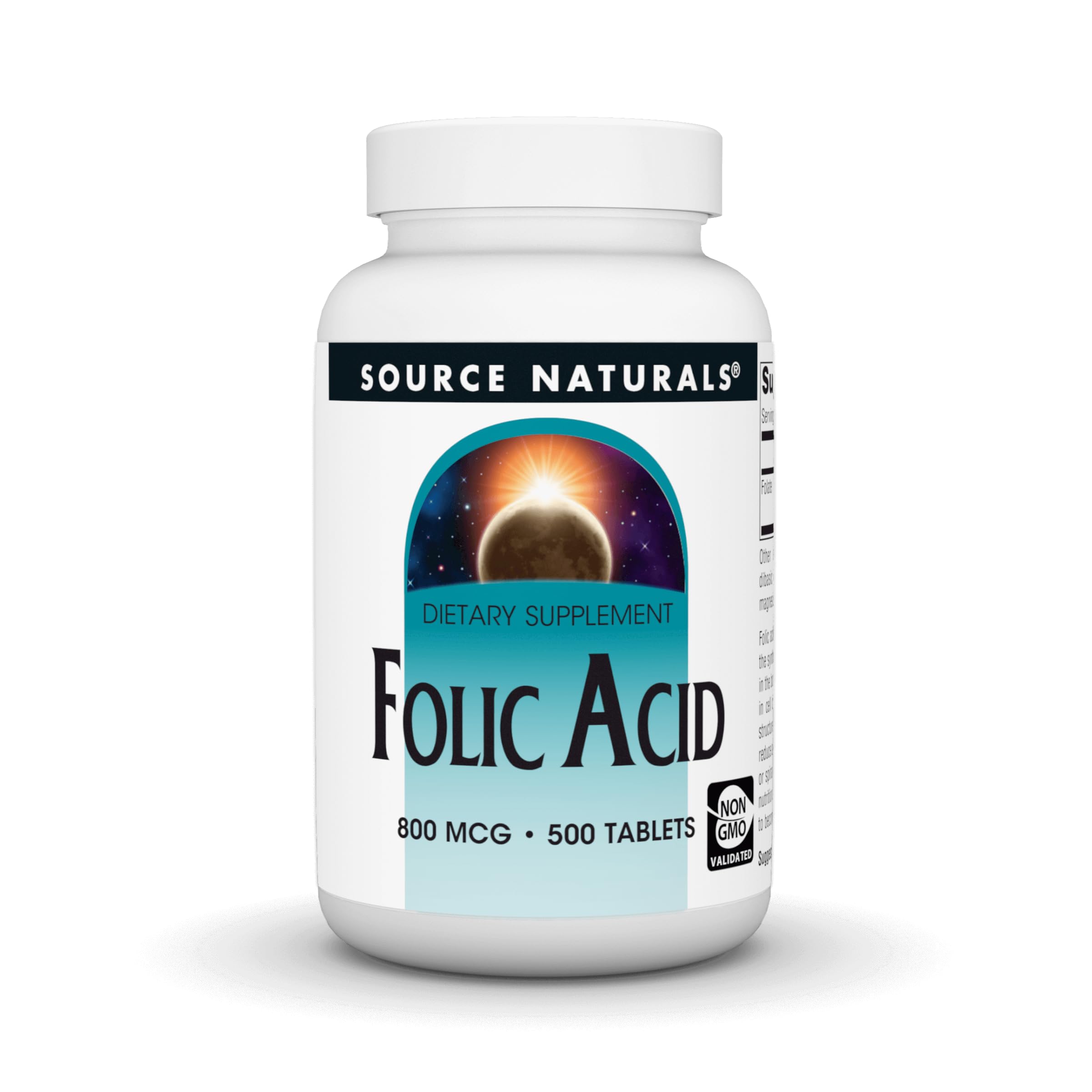 Source Naturals Folic Acid 800 mcg Dietary Supplement - 500 Tablets