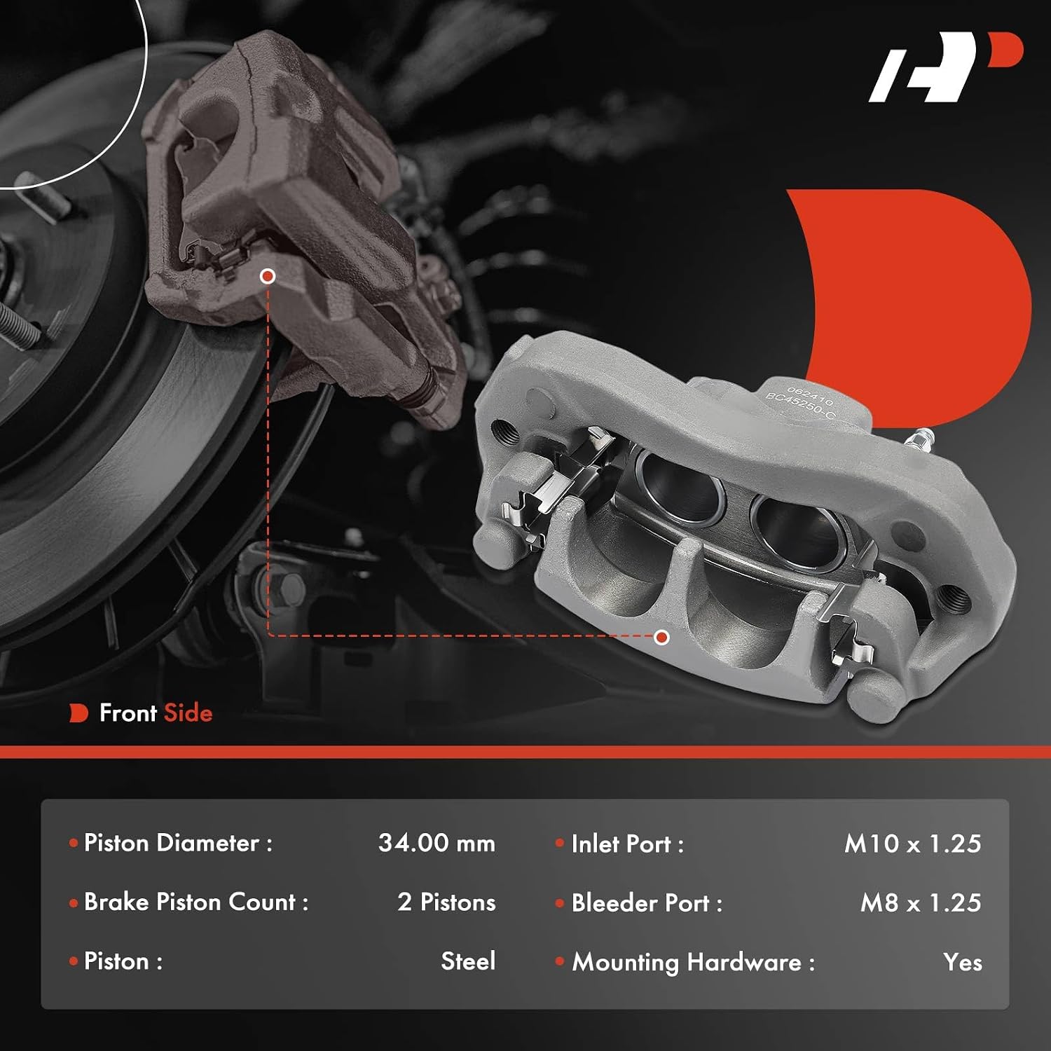 A-Premium Disc Brake Caliper Assembly with Bracket Compatible with Honda Pioneer 1000/Pioneer 1000-5 2016-2022, Pioneer 1000-6 2023, Talon 1000R/Talon 1000X 2019-2022, Talon 1000X-4 - Front Side