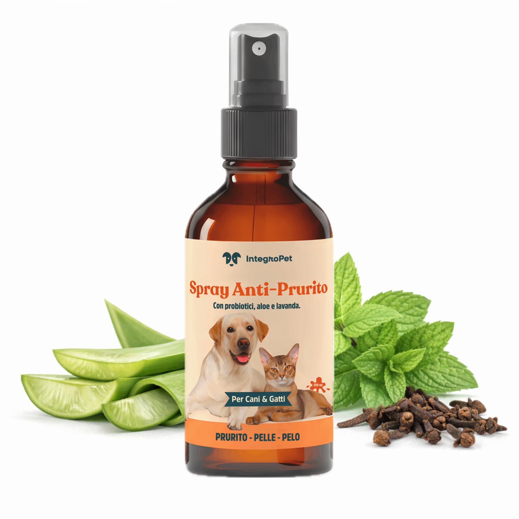 Spray Antiprurito Cane e Gatto con Probiotici – Sollievo Immediato per Prurito Cane, Senza Risciacquo