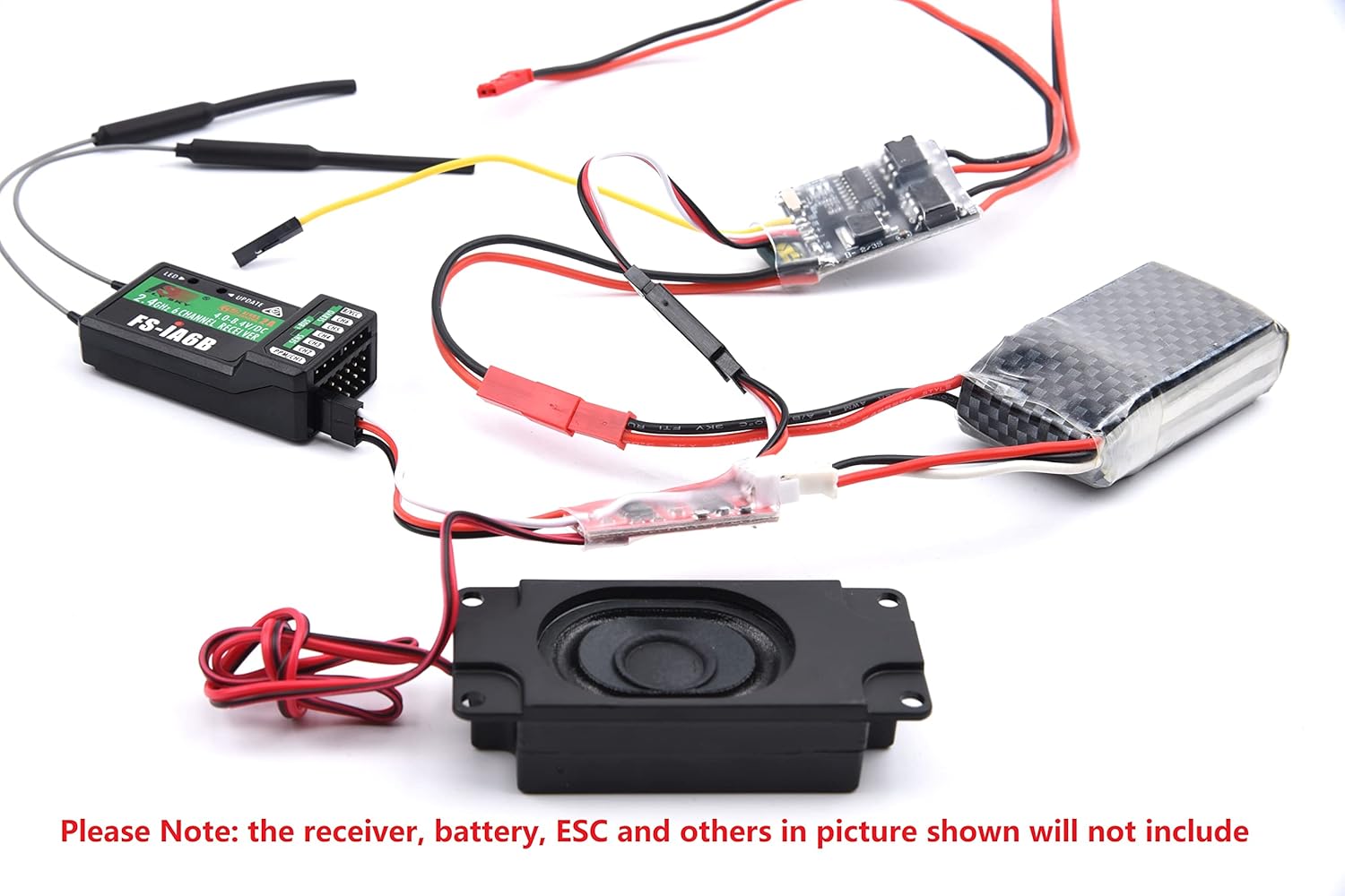 YoungRC 1set RC Diesel Engine Frequency Conversion Sound Group Module RC Car Engine Sound Simulator with Speaker for DIY RC Model Car (Powered by 2S lipo)