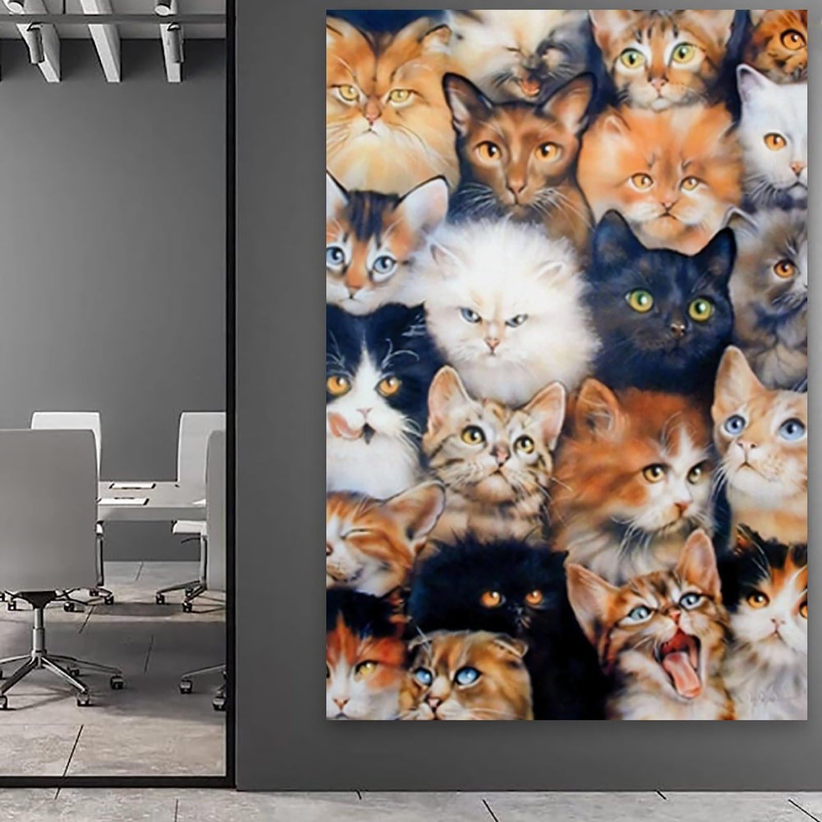 Stampa artistica di gatto colorato, decorazione murale stravagante - Italia