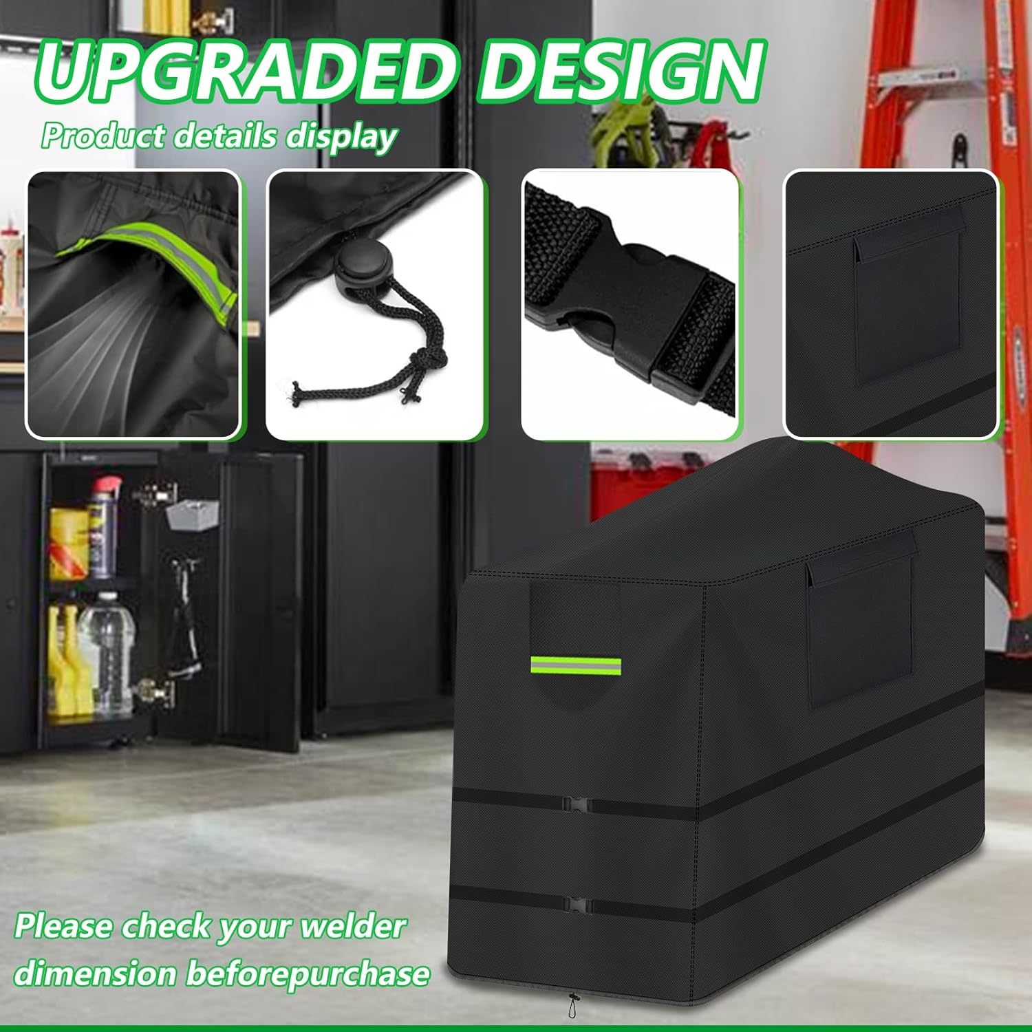 Engine Driven Welder Cover 600D Welder Cover Waterproof For Ranger GXT Series Welder & Engine Driven Welder 230/265/325/225 With Click-Close Straps & Reflective Strip All Weather Protection