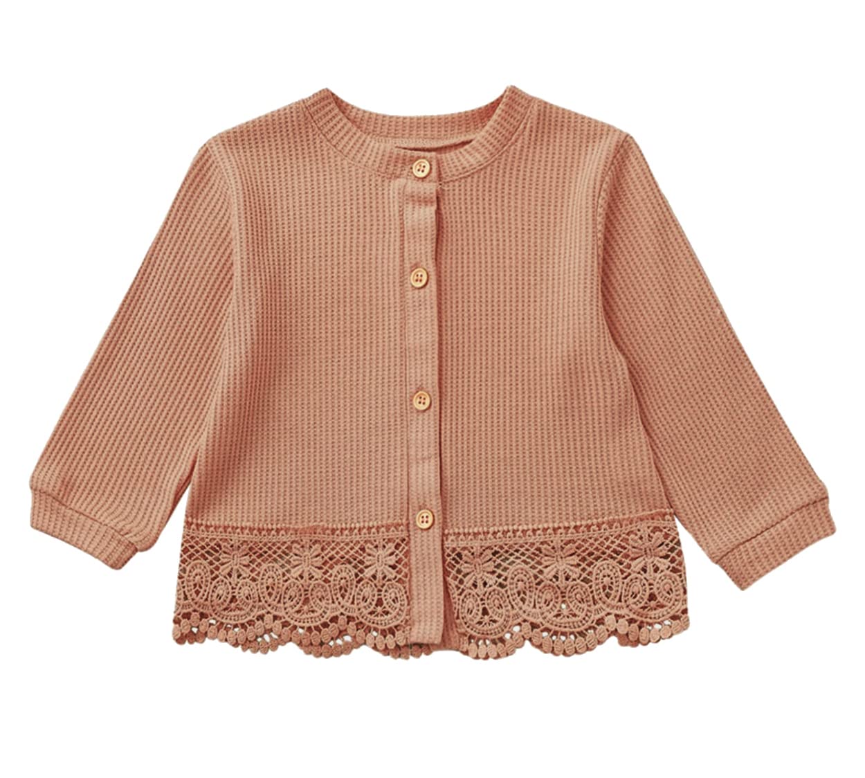 Miccina Baby Toddler Girls Cardigan Sweater Infant Bolero Shrug Kids Long Sleeve Button Closure Lace Dress Up Jacket Tops