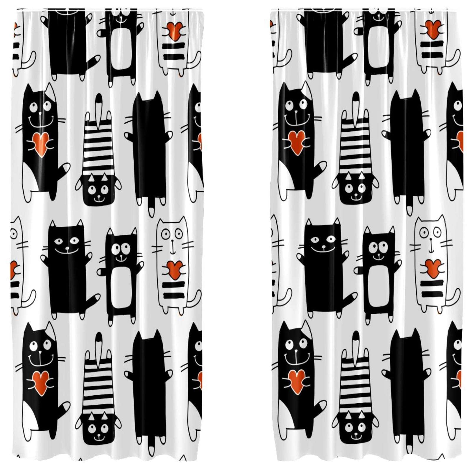 Rideaux occultants en microfibre motif chat contre le vis-à-vis de fenêtre
