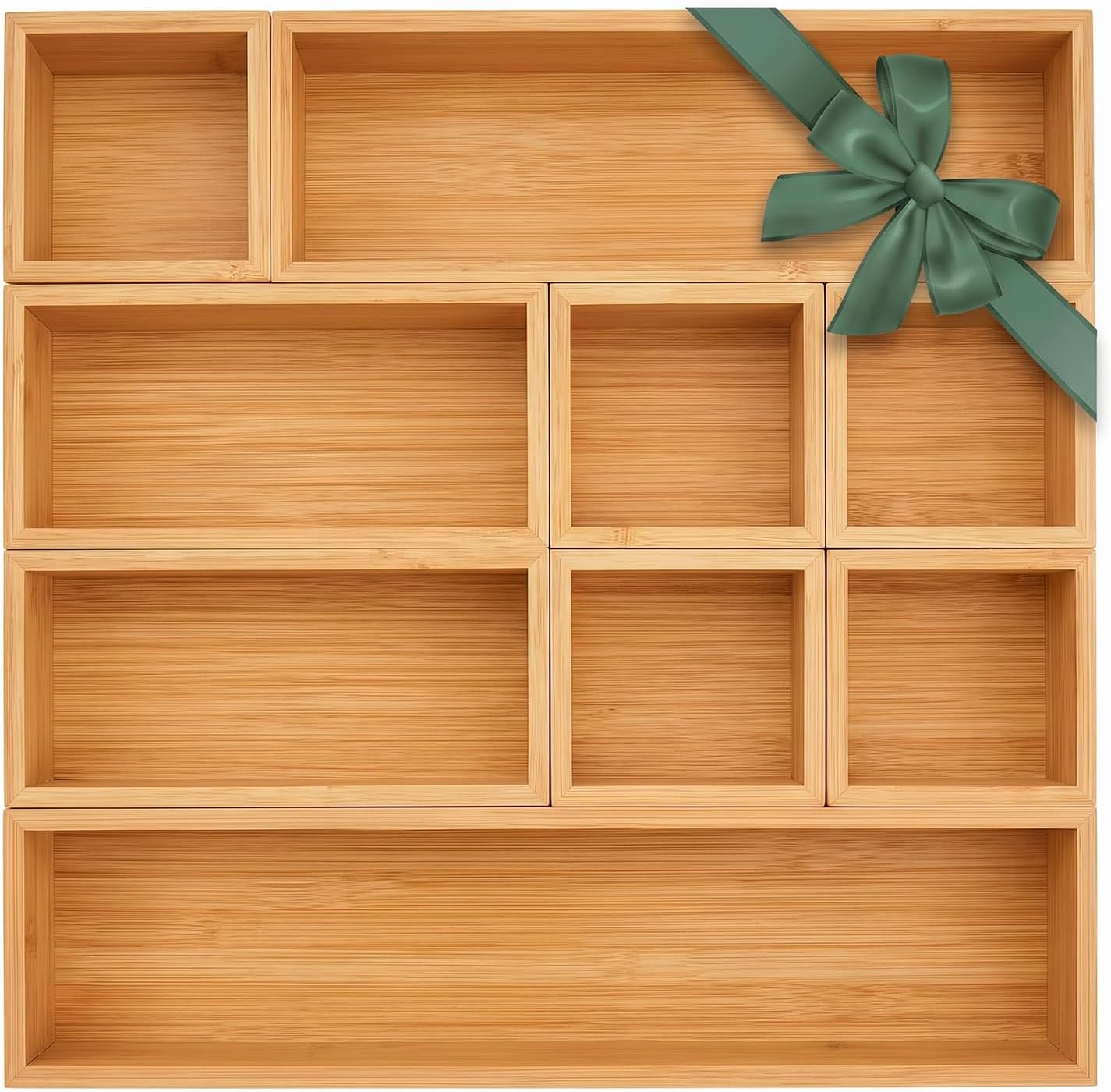  Bamboo Drawer Organizer Set, Individual Wood Storage Organizers thumbnail