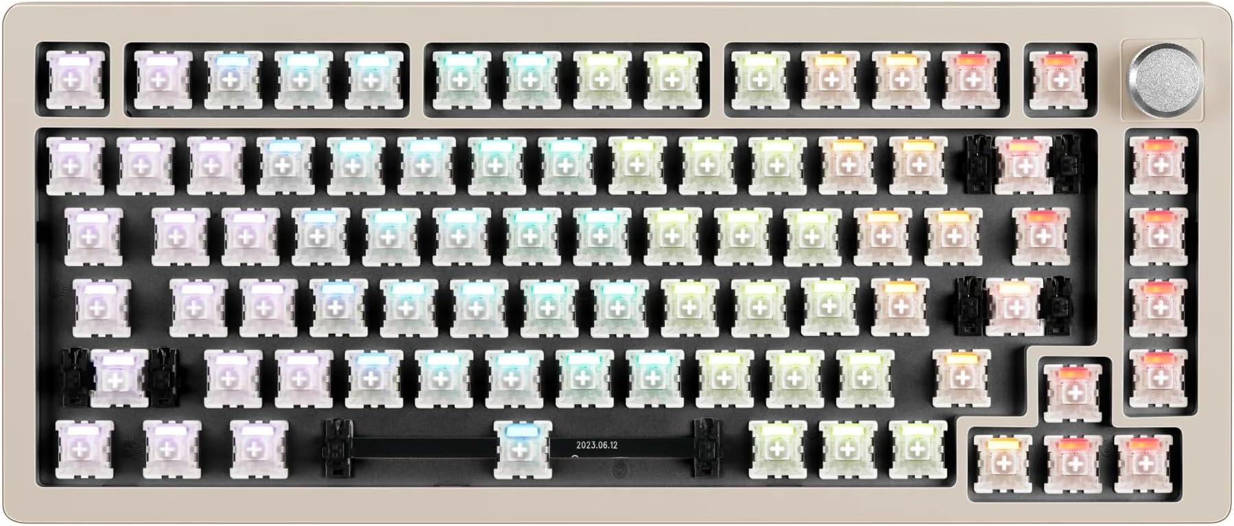 DrunkDeerA75 Rapid Trigger Mechanical Keyboard, Magnetic Switch Keyboard, TKL RGB Wired USB Compact 82 Keys with Knob,Grey Barebones