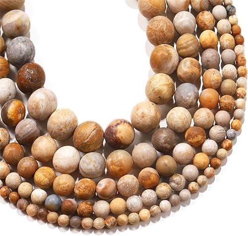 Miniatura 1 de 4, 6, 8, 10, 0.47 pulgadas, cuentas de piedra de crisantemo natural esmerilada, cuentas redondas sueltas de gemas para bricolaje, pulseras,
