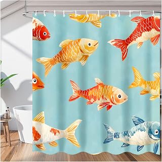Carps Aqua Dance Shower Curtain 72x72 Inch, Waterproof Polyester Bathroom Curtain with 12 Hooks, Washable Bath Curtain for Home Bathtub Decor