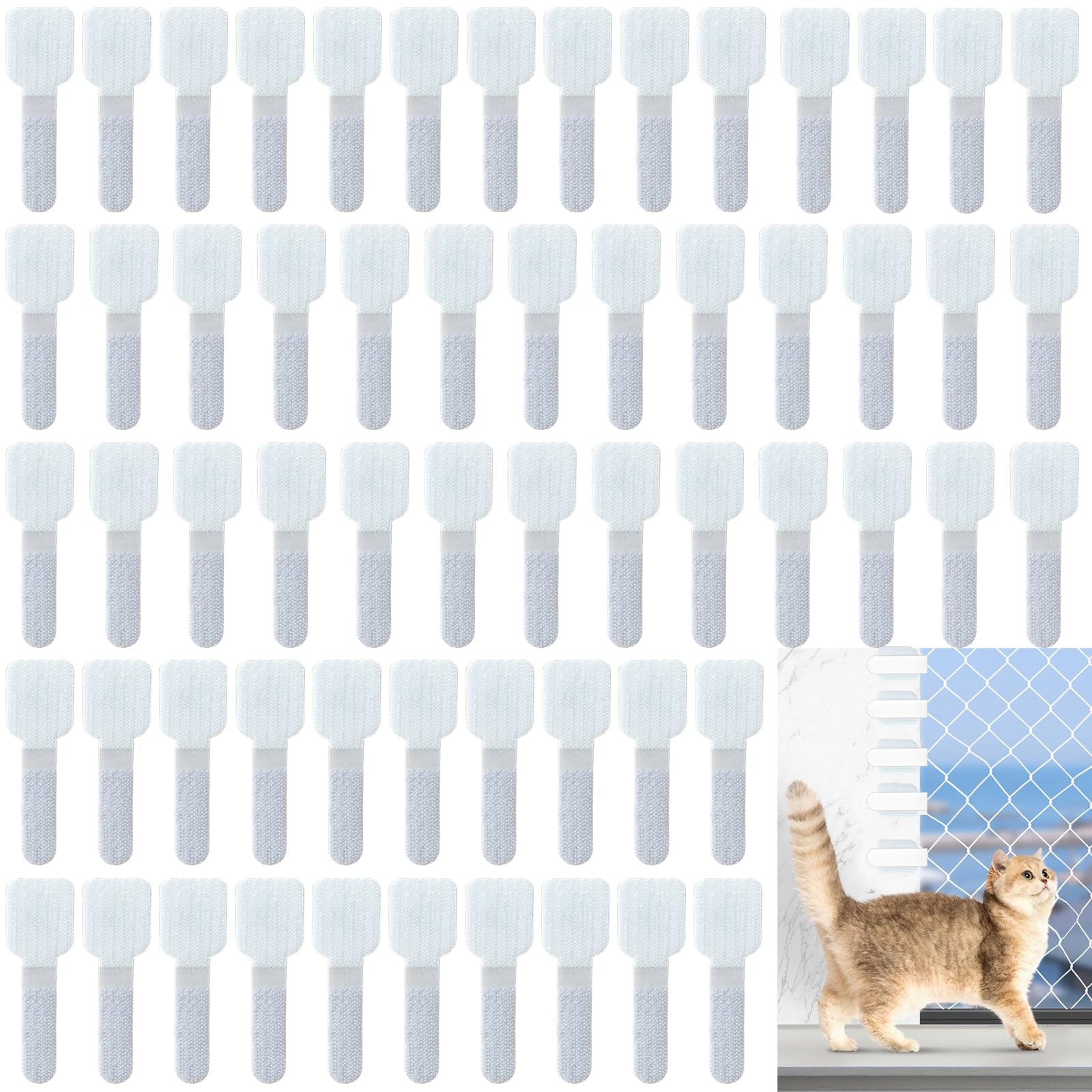60 Pcs Cat Net Tacky Hook, Balcony Attachment Adhesive for Cat Nets Setup
