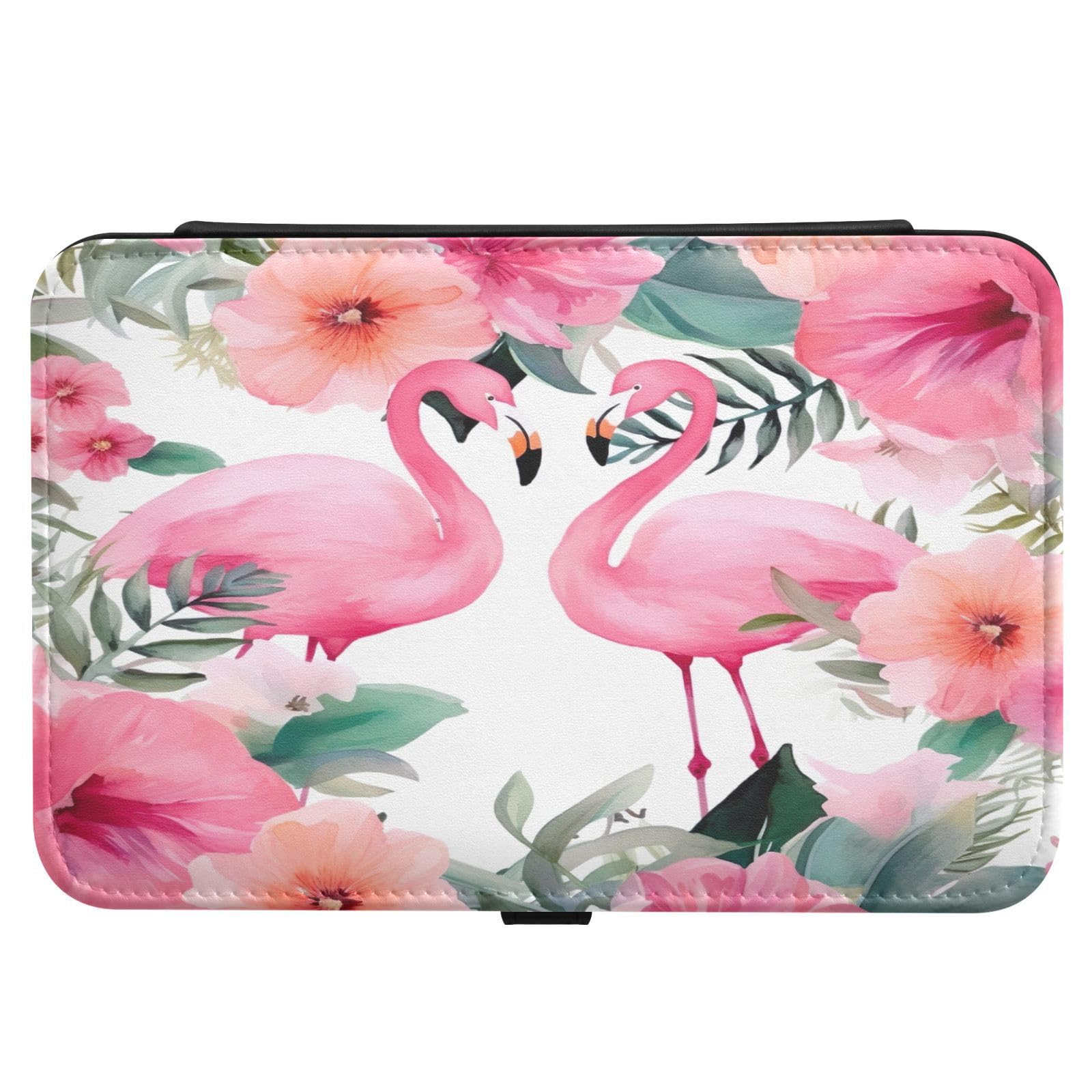 Haskirky Flamingos Palm Flower Jewelry Box Portable PU Leather Travel Jewelry Organize for Women Jewelry Storage Display Holder for Ring, Necklace, Earring