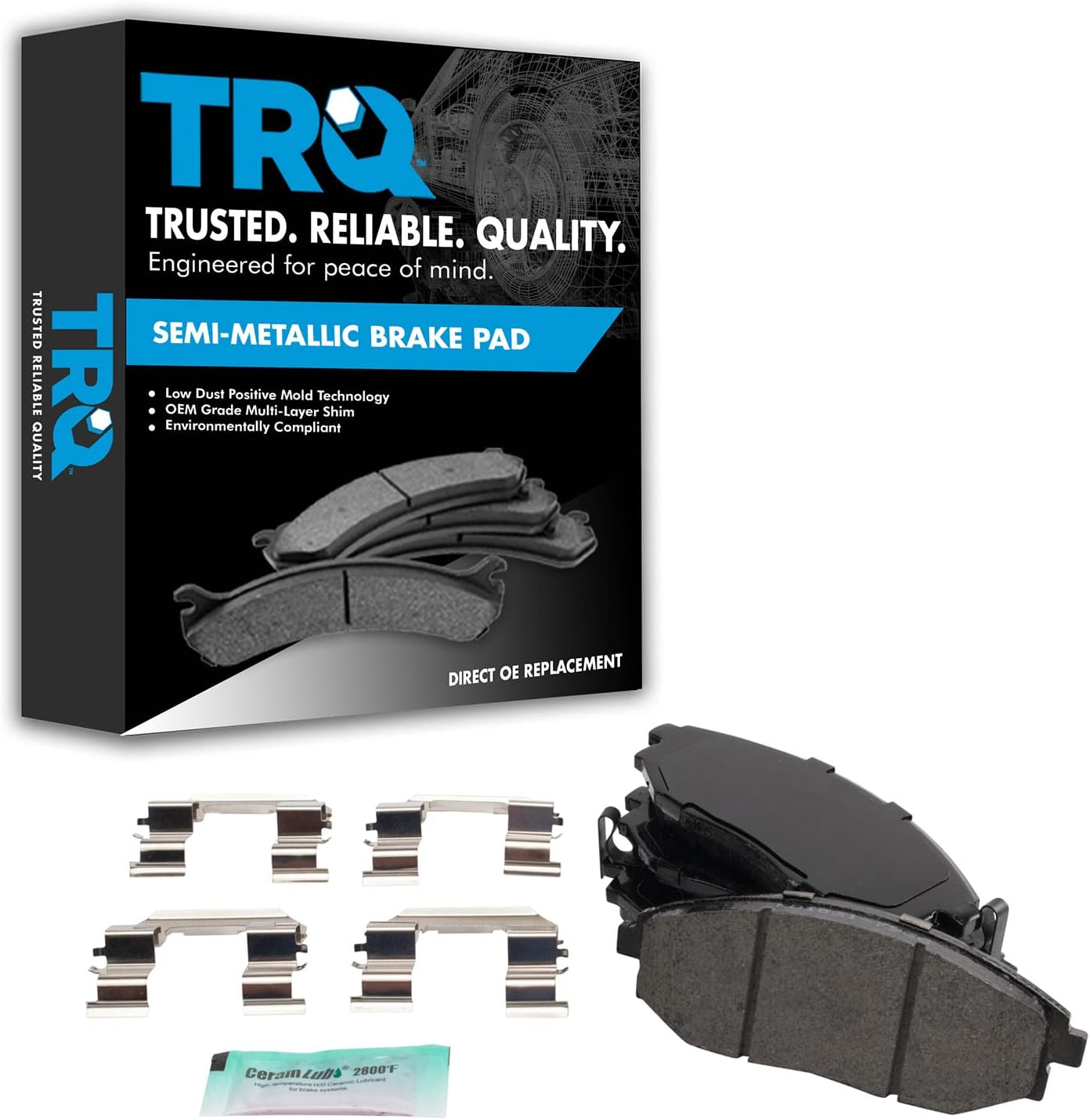 TRQ Front Brake Pads Semi Metallic Compatible with 2004-2006 Suzuki Verona
