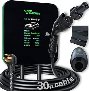 MACH 2 Level 2 EV Charger 48 Amp Garage Wall-Mount with NEMA 14-50 Outlet and Accessories