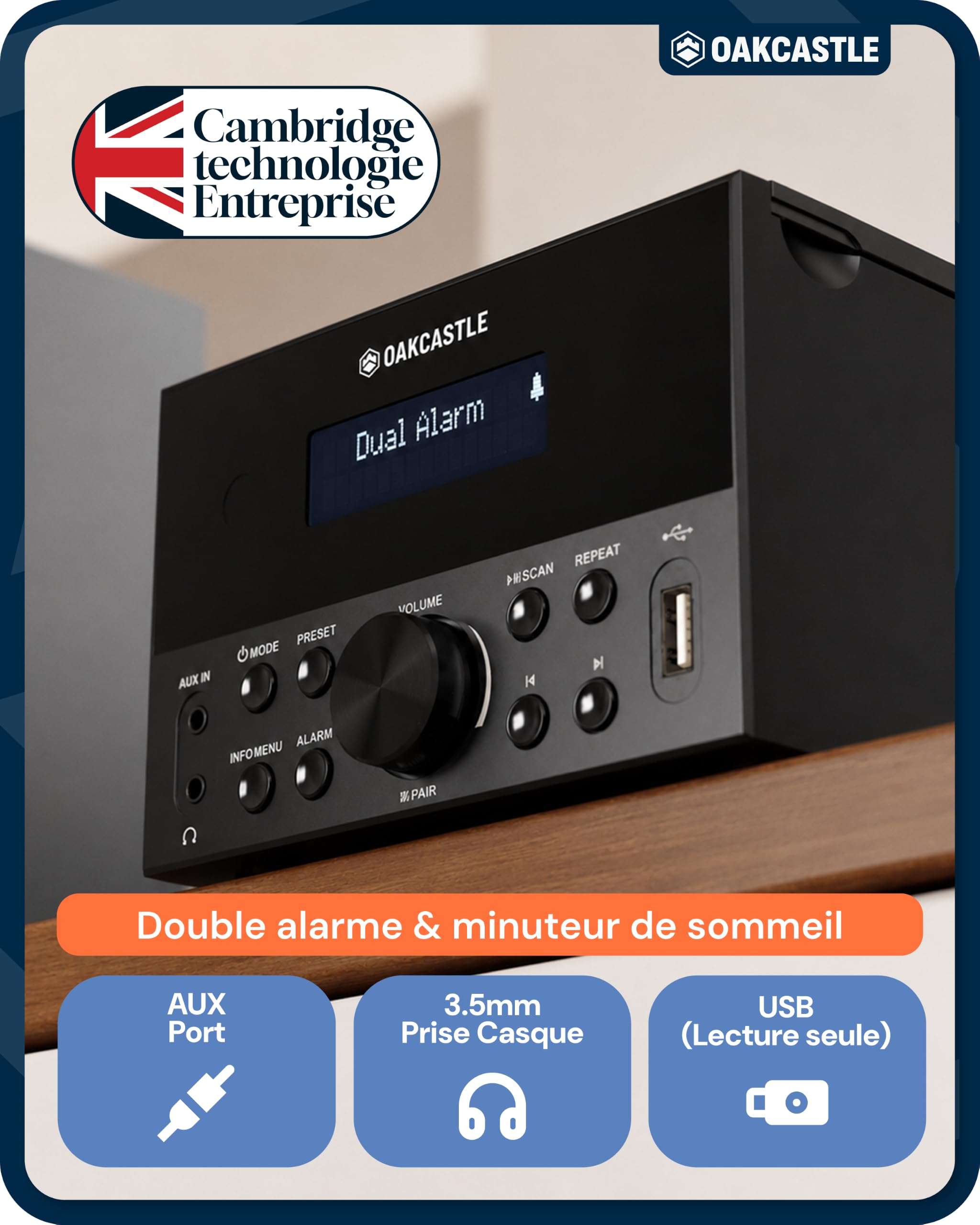 Oakcastle DAB150 Mini Chaine HiFi CD Bluetooth avec Radio Dab+/FM