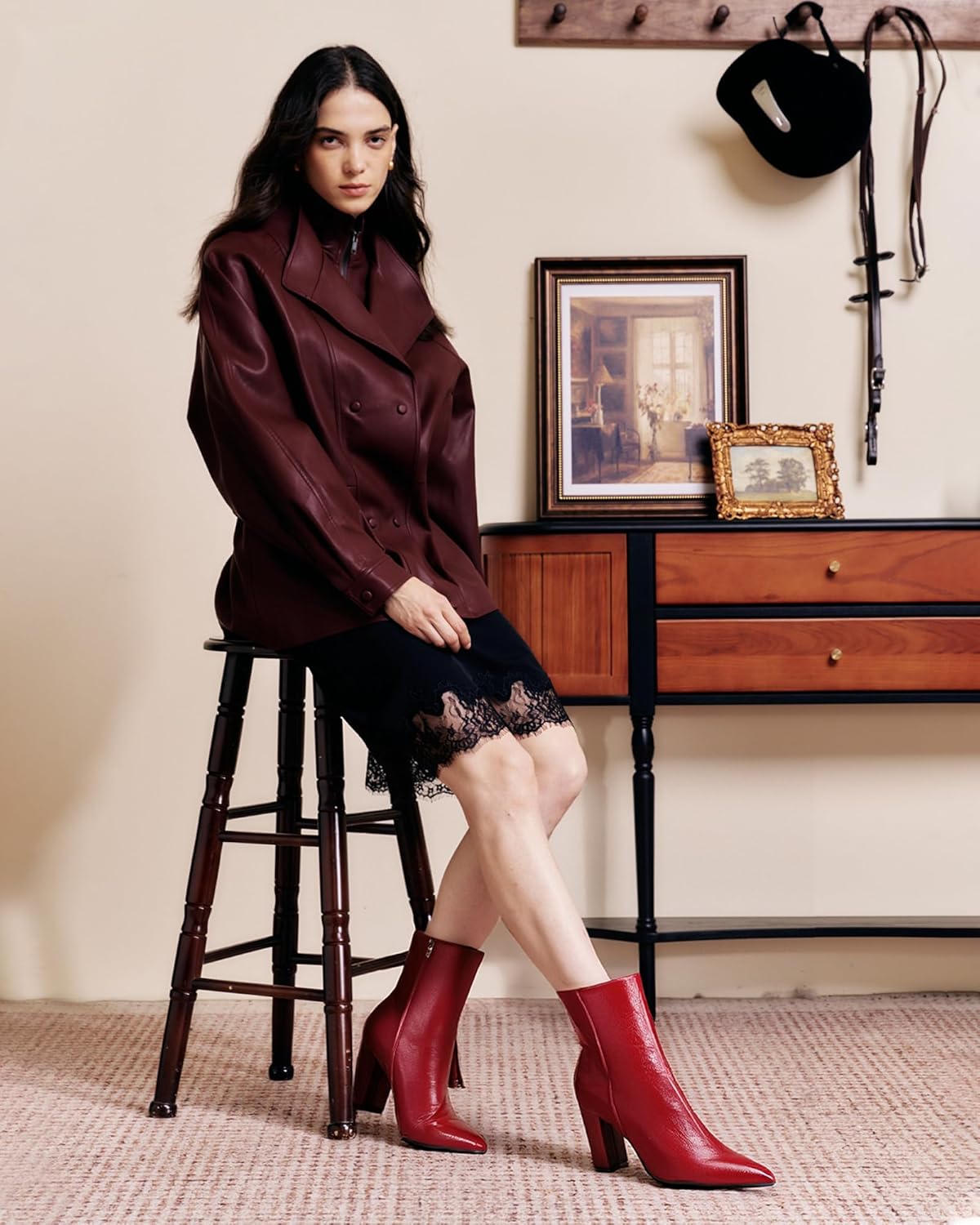 NEWBELLA Women's British Style Ankle Boots - Fashionable Vegan Leather Short Boots, Versatile Chunky Heel Booties for Everyday Wear - Image 3